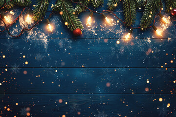 Wall Mural - christmas wooden table holiday background