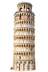 Canvas Print - Leaning tower of Pisa in Tuscany, Italy landmark isolated on transparent background, png file