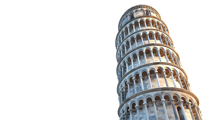 Wall Mural - Leaning tower of Pisa in Tuscany, Italy landmark isolated on transparent background, png file