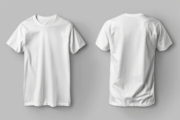 T-shirt mockup. White blank t-shirt front and back views. male clothes wearing clear attractive apparel tshirt models template