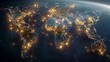 © Palung - A world trade map highlighted with interconnected global business. A world map with interconnected lines highlighting international trade routes, showcasing economic cooperation.