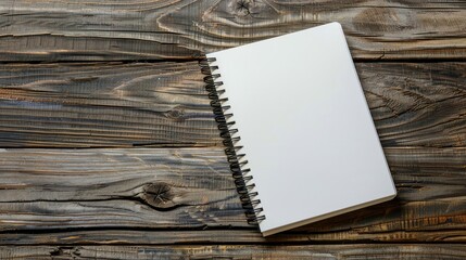 Canvas Print - White empty notebook on old wooden background for design layout