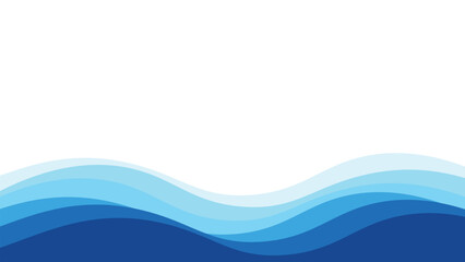 Aufkleber - Blue river ocean wave layer vector background. Abstract blue wave background. Papercut style sea wave pattern background