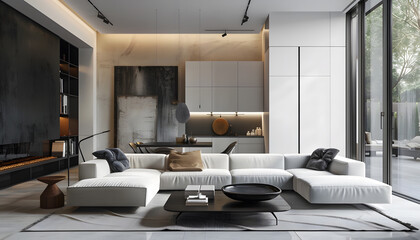 Living room interior design in minimalist style