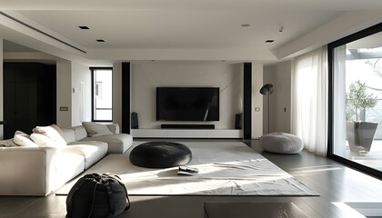 Living room interior design in minimalist style