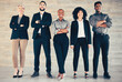 © peopleimages.com - Business, people and happy in portrait with teamwork or collaboration in office as lawyer. Diversity, group and confident or smile as employee in workplace for partnership and company growth