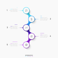 Wall Mural - Vector Infographic label design template with icons and 5 options or steps. Can be used for process diagram, presentations, workflow layout, banner, flow chart, info graph.