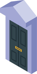 Poster - Double door building entrance with a small roof above it, rendered in isometric perspective