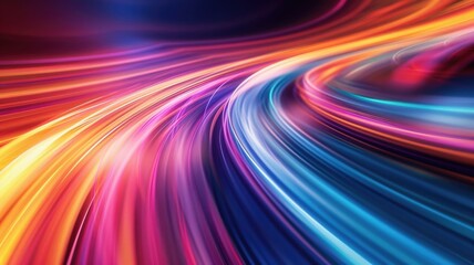 Wall Mural - Colorful abstract wavy light trails with fluid dynamic effect against dark background