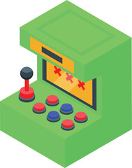 Poster - Green arcade game machine with joystick and buttons displaying game over screen