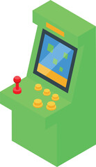 Poster - Green arcade game machine displaying gaming interface with buttons and joystick