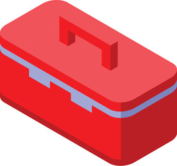 Poster - Red tool box for repairing home appliances isometric icon isolated on white background
