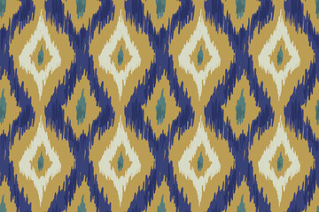 Ikat seamless pattern, geometric design, motif ethnic handmade, Ikat ethnic tribal, boho colors seamless wallpaper. Ethnic Ikat abstract background art, greeting cards, printing products