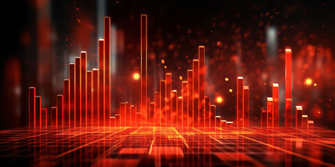 red glowing digital data graphs and bar charts