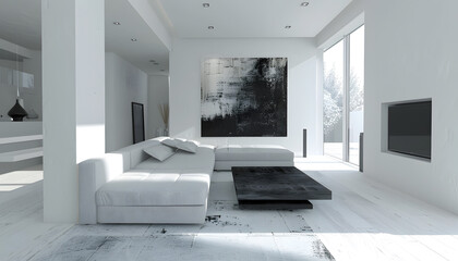 Canvas Print - Living room interior design in minimalist style