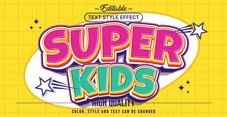 Aufkleber - Editable text style effect - Super Kids text style theme.