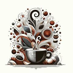 Wall Mural - cup of coffee Abstract paint vector Artwork