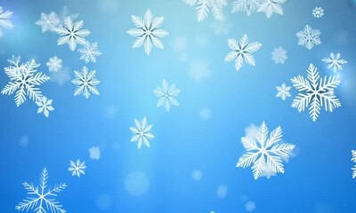 Wall Mural - Snowflakes Falling on a Blue Background