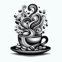 Wall Mural - cup of coffee Abstract paint vector Artwork