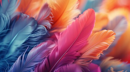 Wall Mural - Colorful feather background Copy space : Generative AI