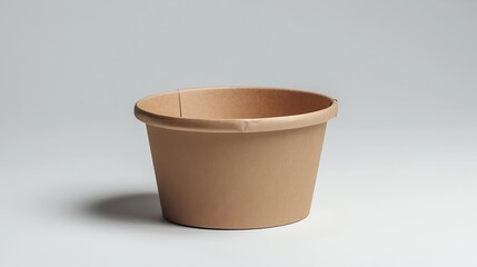 Poster - Disposable kraft paper bowl with plastic lid isolated on white background : Generative AI