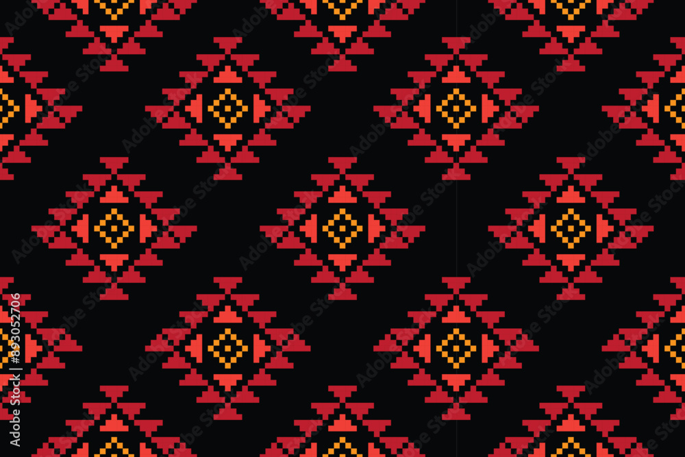Fabric tribal pattern style. Geometric ethnic seamless pattern ...