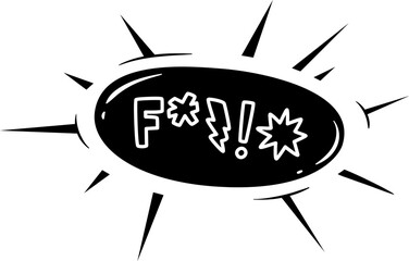 Poster - Comic swear speech bubble, hate angry talk, aggressive expletive curse. Isolated vector bold, expressive typography in burst shape, conveying profanity to emphasize emotions or dialogue within comics