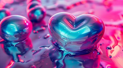 Poster - Colorful abstract Heart Shape origami 3d Rendering
