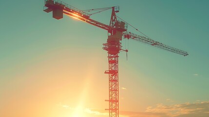 Aufkleber - Construction crane working on large construction site : Generative AI