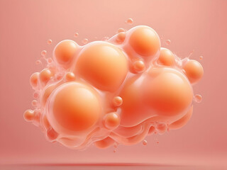 Wall Mural - Abstract glowing background with peach fuzz metaball shapes Abstract 3d background. Liquid shapes