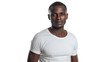 © basketman23 - Half body portrait of a determined South African athlete in his 30s in a white T-shirt