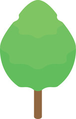 Poster - Green tree with round crown is growing from ground isometric icon isolated on white background