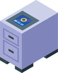 Poster - Modern bank safe deposit box showing fingerprint scan, concept of financial security and data encryption