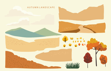Wall Mural - set of element object autumn season for card design