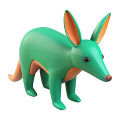 Wall Mural - aardvark icon green color in plastic 3d style