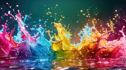 Wall Mural - Bold liquid splashes with gradient effects, 8K resolution, abstract background, suitable for energetic and modern themes