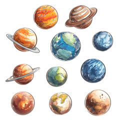 Poster - Set of planets isolated on a transparent background