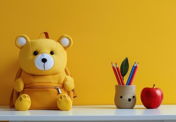 teddy bear with apple