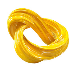 Poster - Twisted 3d rendering shape, yellow brush stroke isolated on a transparent background