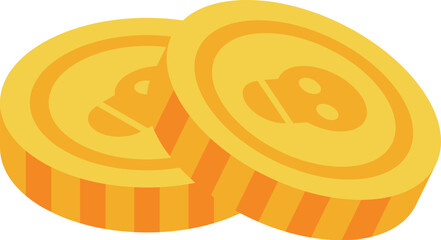 Poster - Two golden coins with skull logo are stacked, representing investment in cryptocurrency and digital assets
