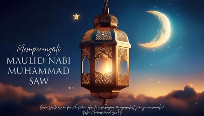 Wall Mural - Milad un Nabi Mubarak Means Happy Birthday of Prophet Muhammad.Mawlid Celebration Poster Design