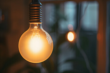 Wall Mural - Close up of electric light bulb in lamp holder