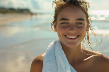 A Radiant Smile On The Sandy Shores Of Paradise