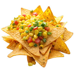 Corn nachos isolated on transparent background