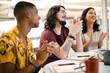 © MollerFinest/peopleimages.com - Happy, business people and applause with team in meeting for winning, promotion or congratulations at office. Group of excited employees clapping with smile for presentation or thank you at workplace