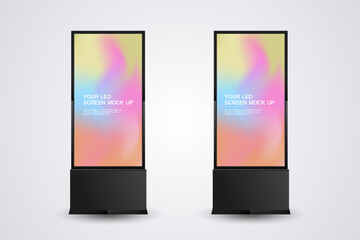 Aufkleber - A realistic LED mock-up screen prominently displaying a gradient background. The LCD screen is placed at the center, with a sleek black frames
