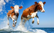 © Kai23 - Two cows jumping out of the sea generated by AI