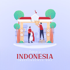 Wall Mural - Decorating gate celebrate Indonesia Independence Day vector illustration