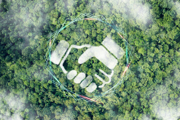Wall Mural - environmental technology concept. sustainable esg modernization development by using technology of r