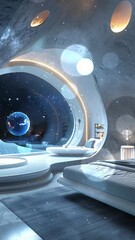 Wall Mural - extraterrestrial paradise indulge in opulence at space station seamless looping overlay 4k virtual v